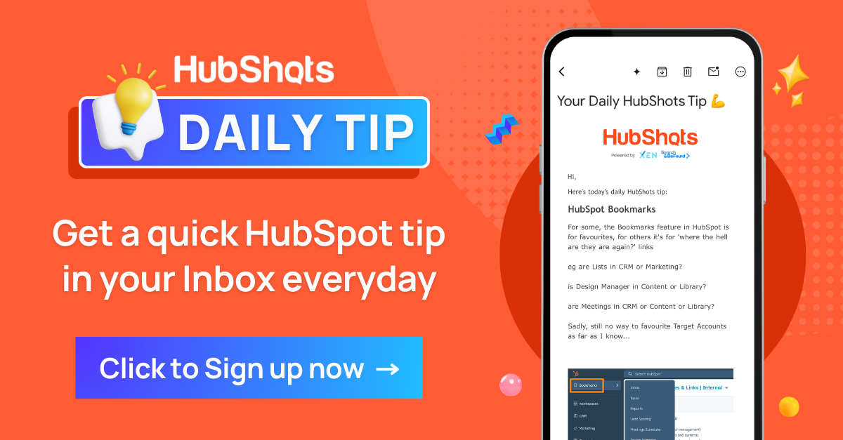 HubShots Daily Tip Sign Up Page