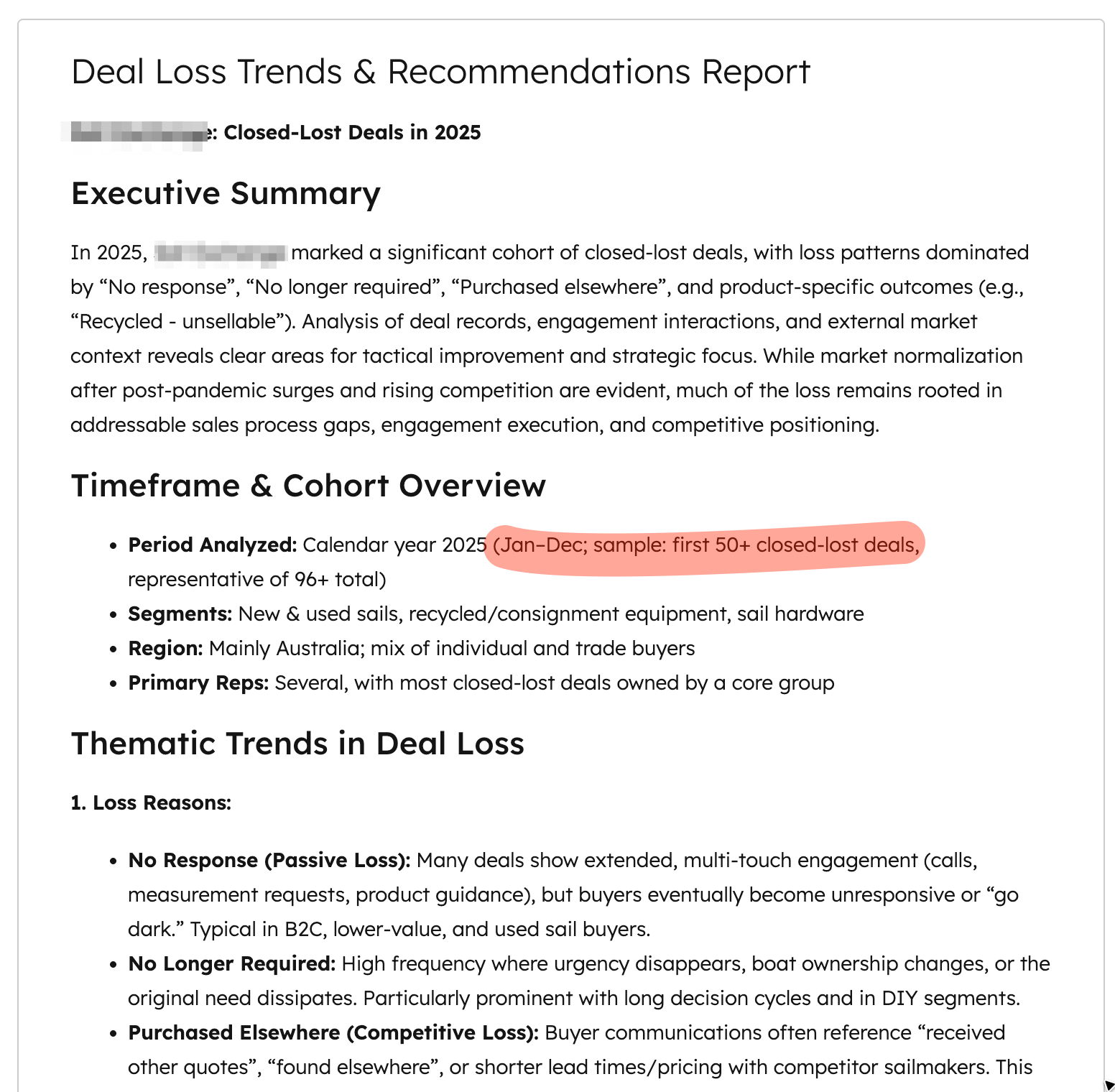 HubShots HubSpot Agent Deal Loss Report