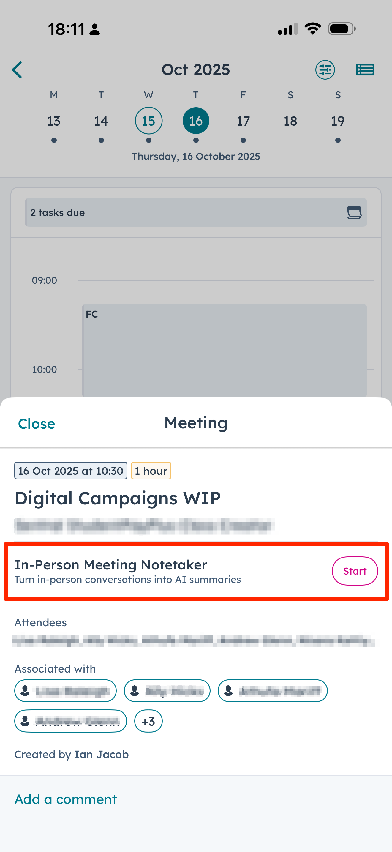 HubShots HubSpot In-Person Meeting Notetaker