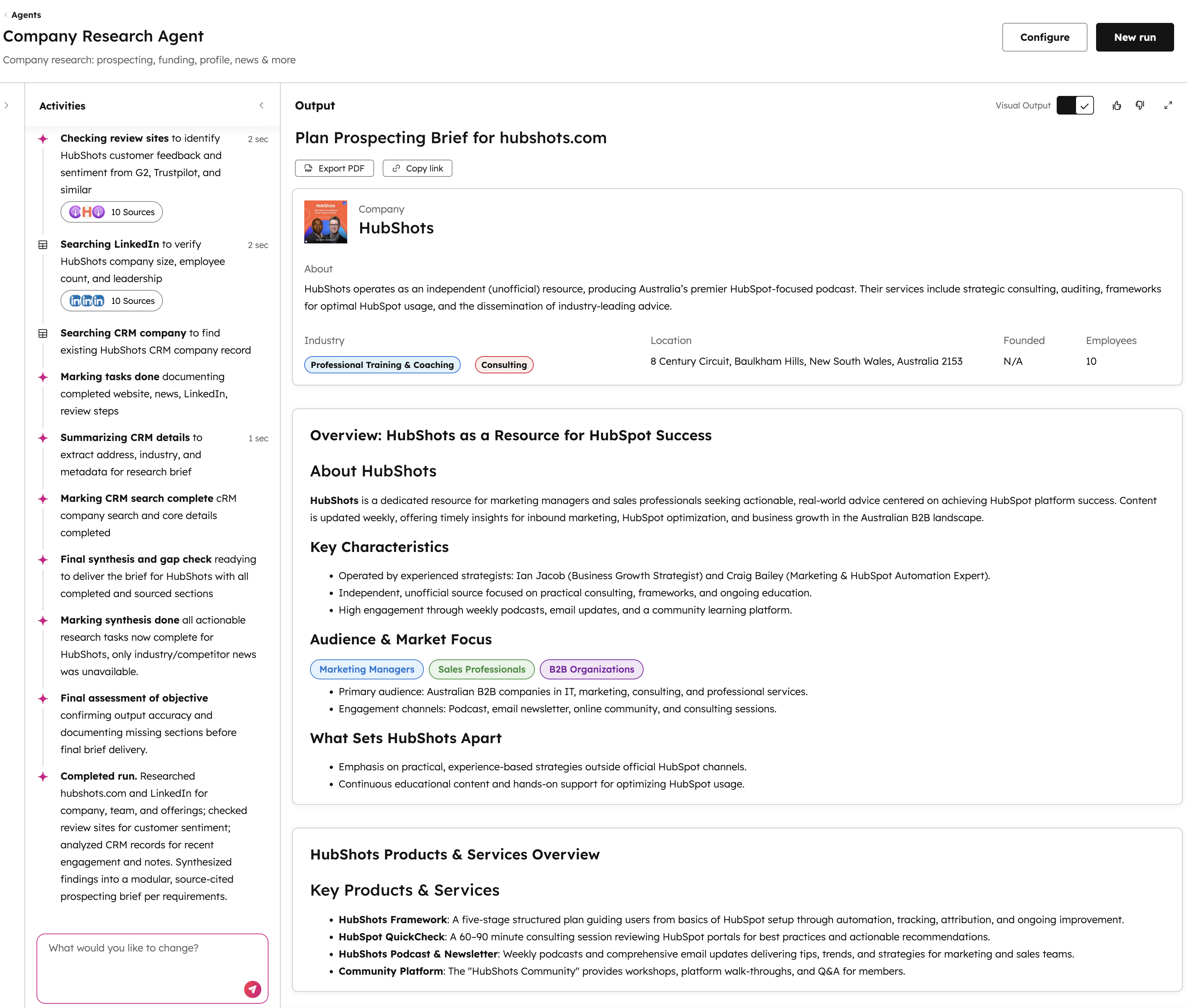 HubSpot Company Research Agent 1