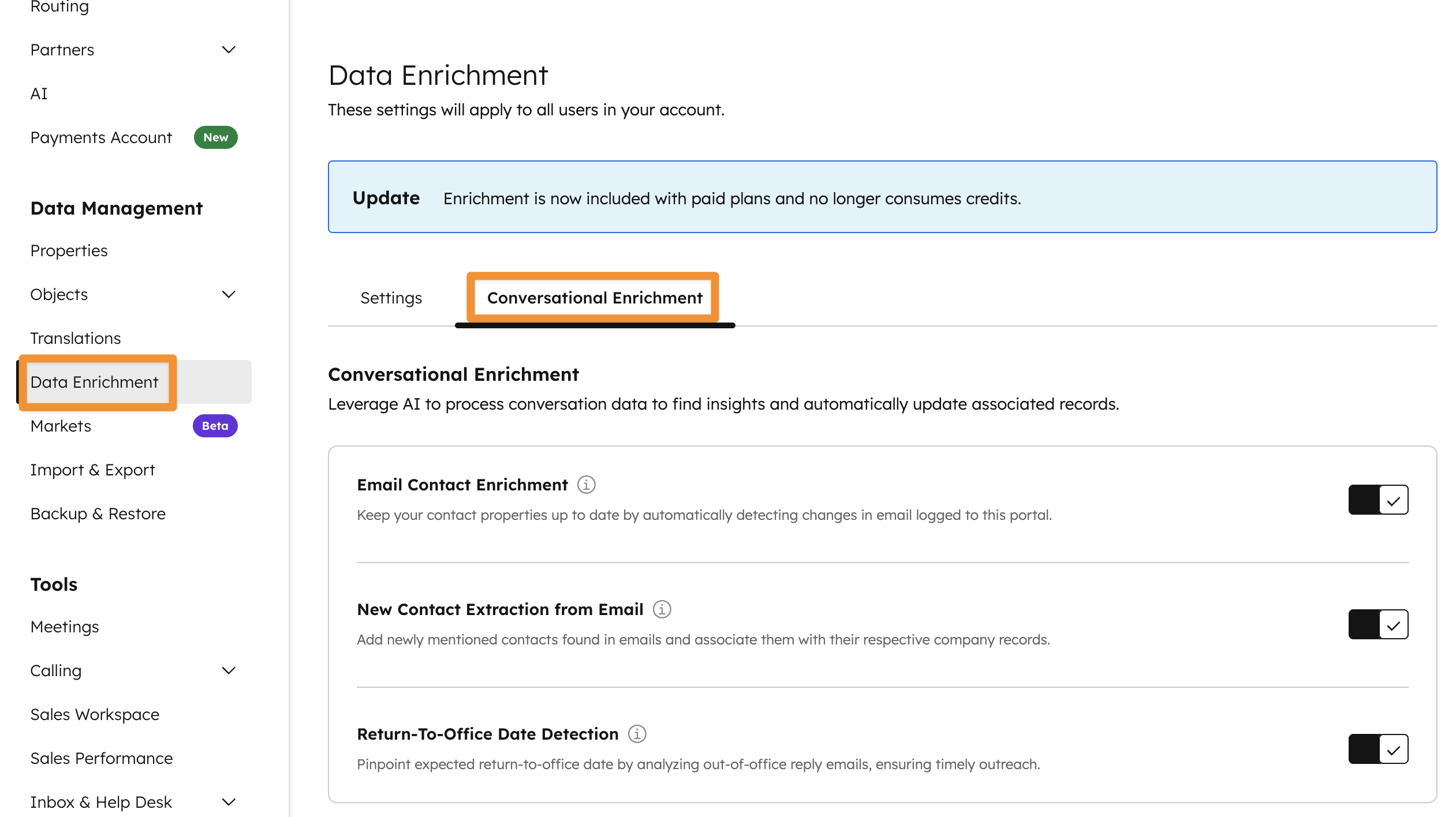 HubSpot data enrichment conversational 1