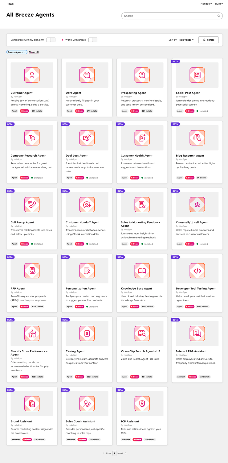 HubSpot marketplace agents 1