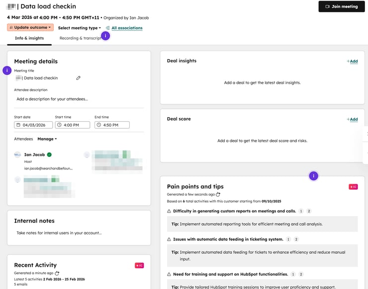 HubShots 317 Meeting Schedule Workspace