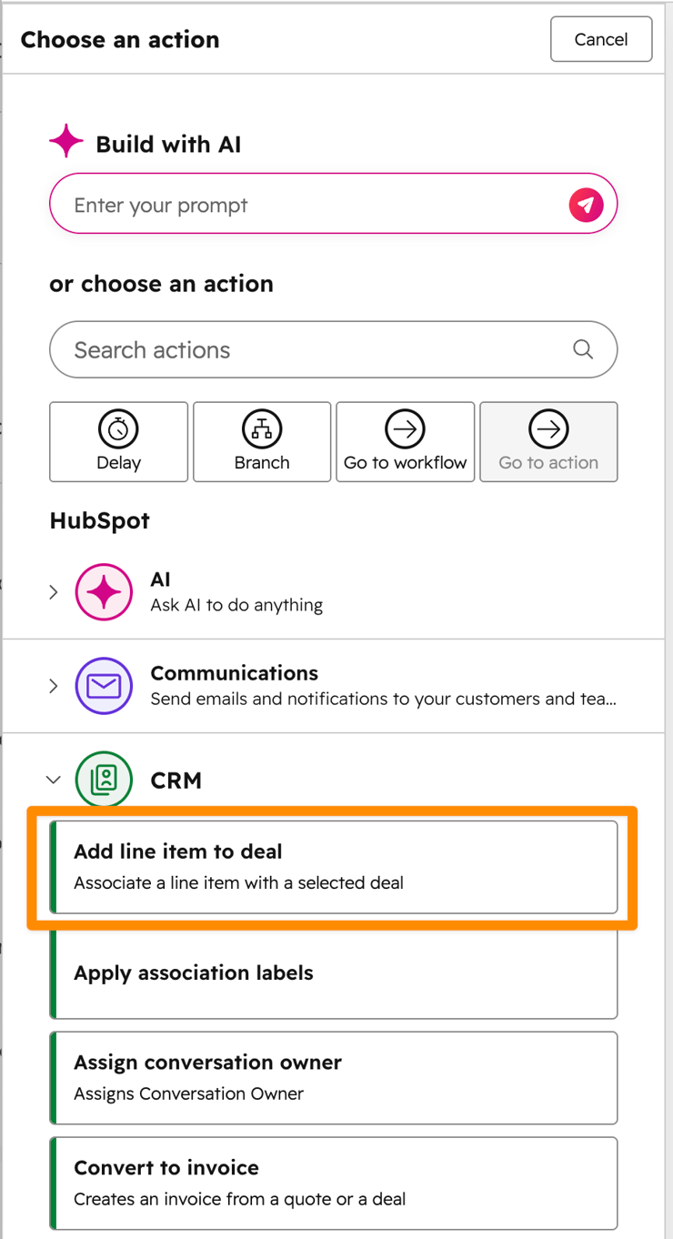 Hubspot deal add line item 1