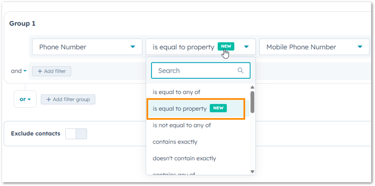 HubSpot Filter Operator 1