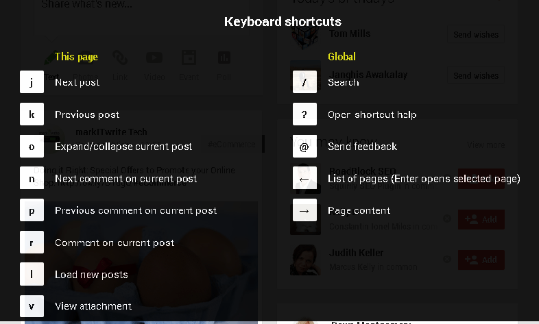 G+ keyboard shortcuts