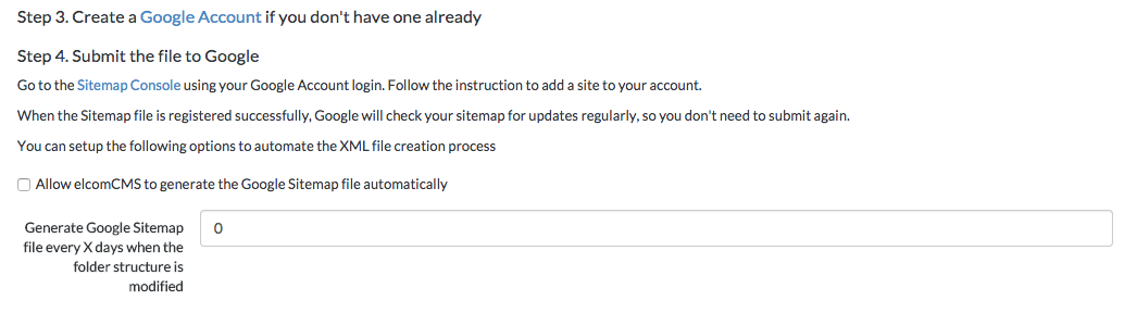 elcomCMS XML Sitemap auto generation