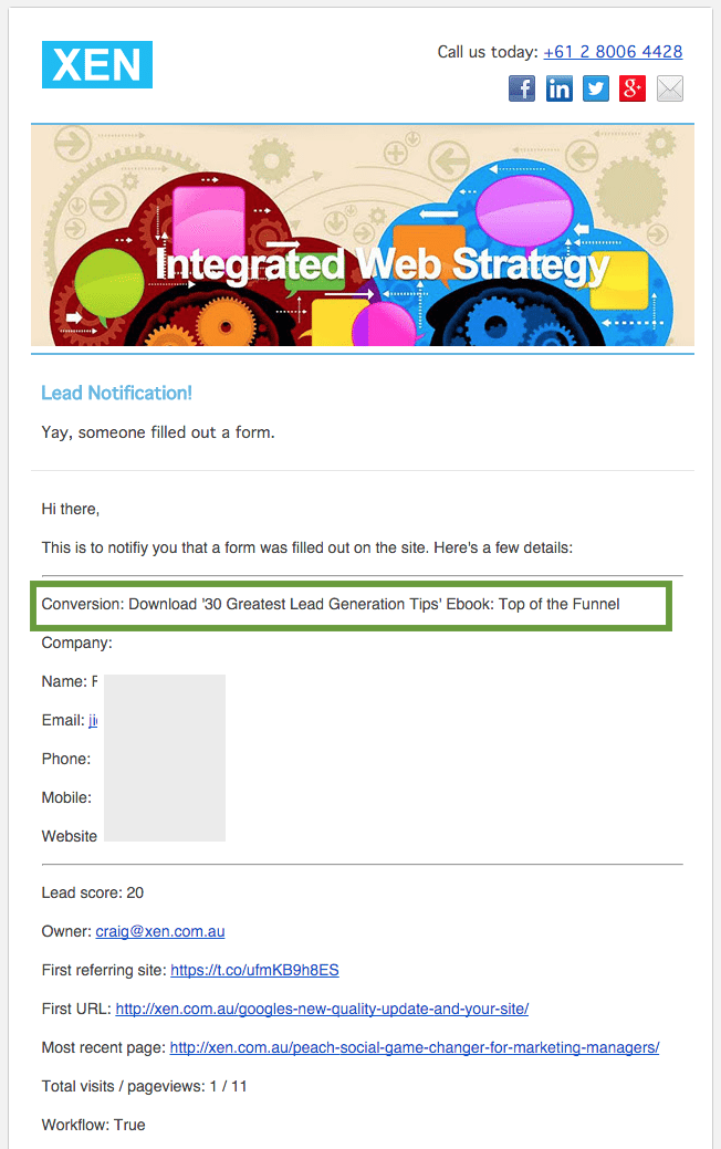 HubSpot Internal Email Notification