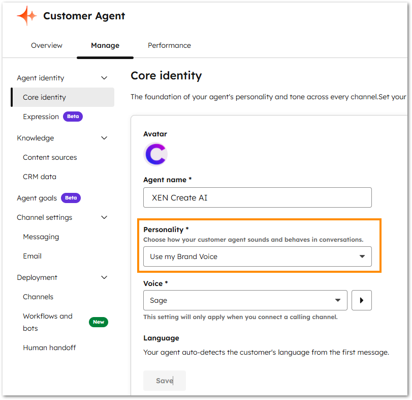 Customer Agent brand Voice