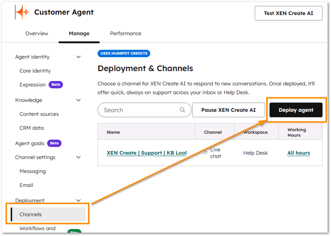 Deploy customer agent