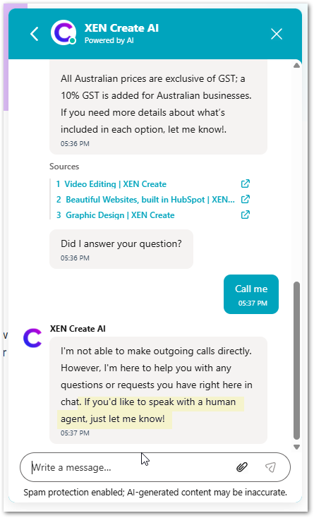 Customer Agent Handoff to Human Support