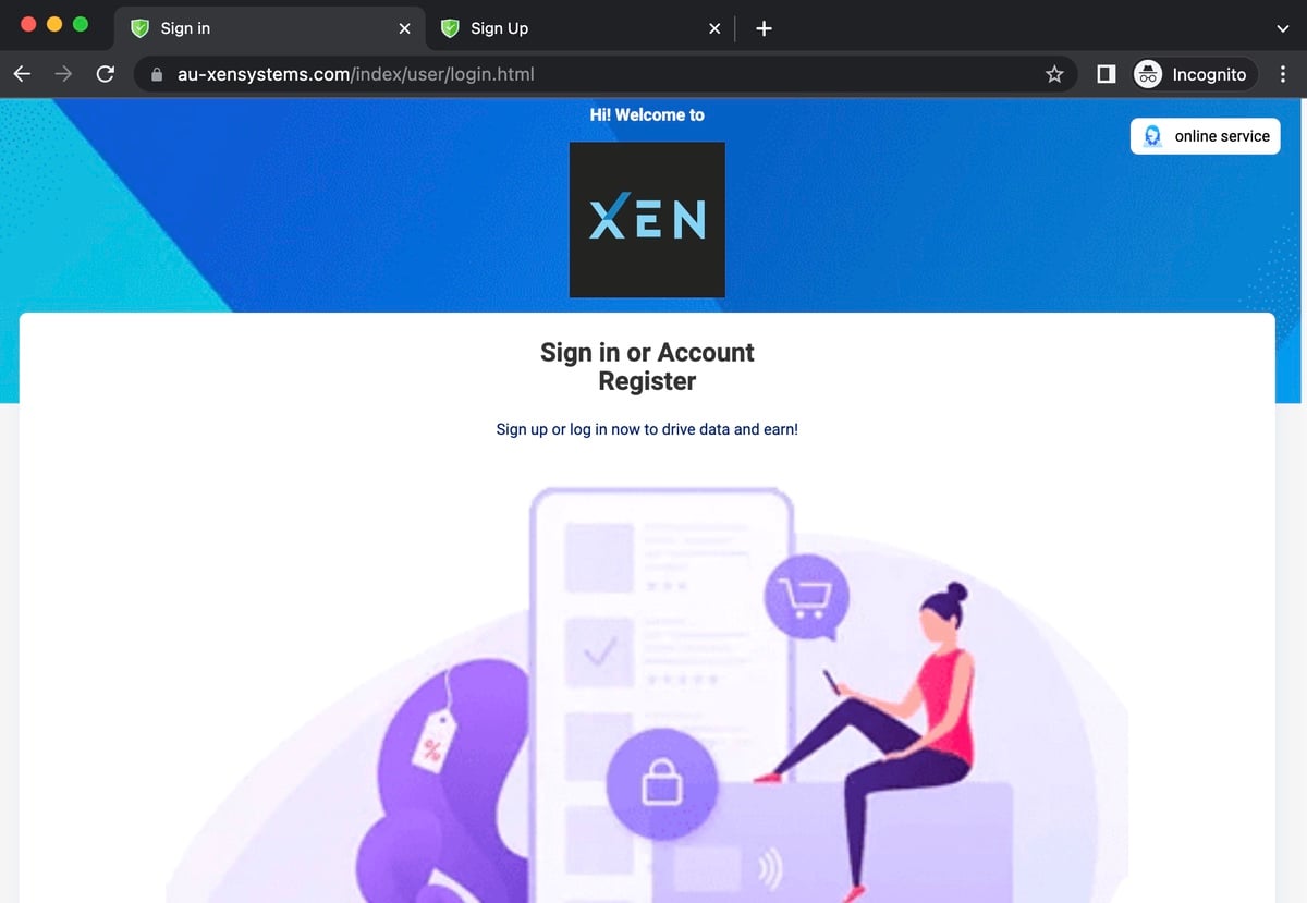 Scam site impersonating XEN