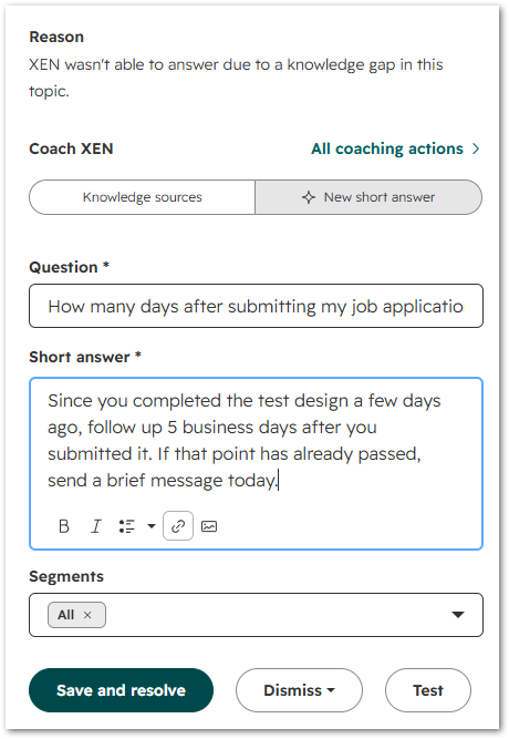 Hubspot Customer agent Knowledge gap Answer