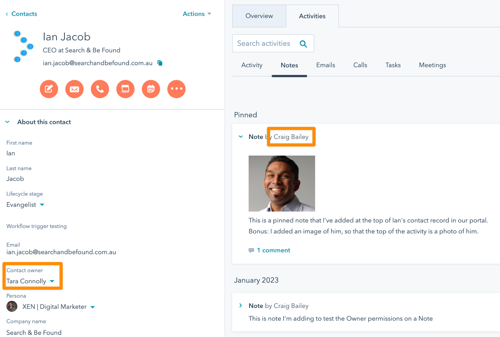creating notes in HubSpot