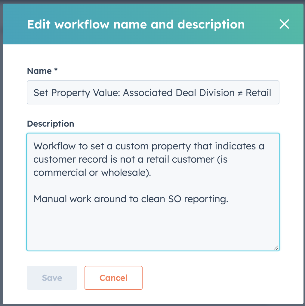 edit workflow name and description