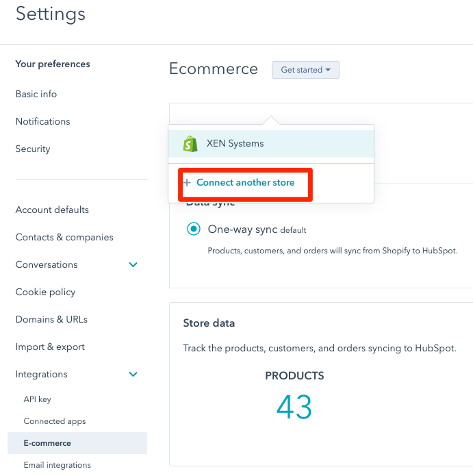 hubspot connect shopify