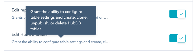hubspot hubdb permissions