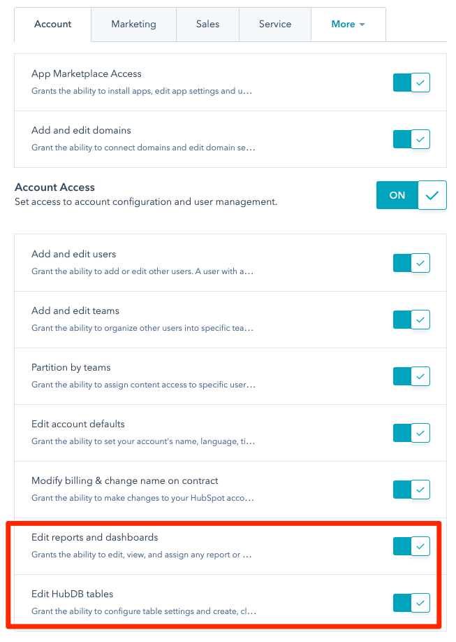 hubspot user account settings