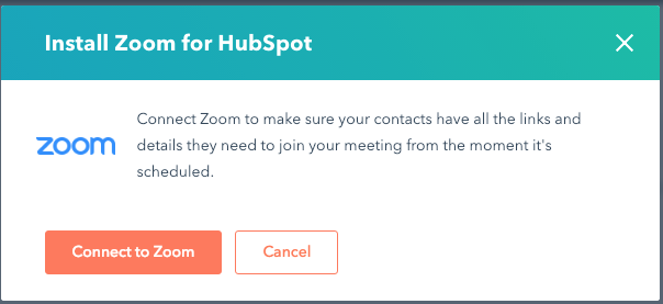 hubspot zoom connect popup