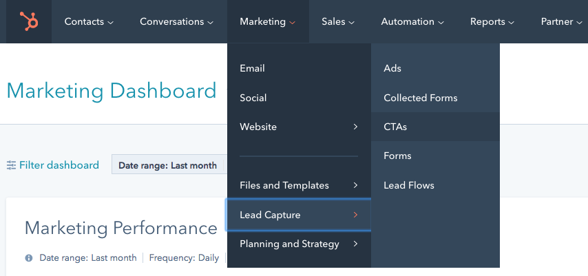 new hubspot menu